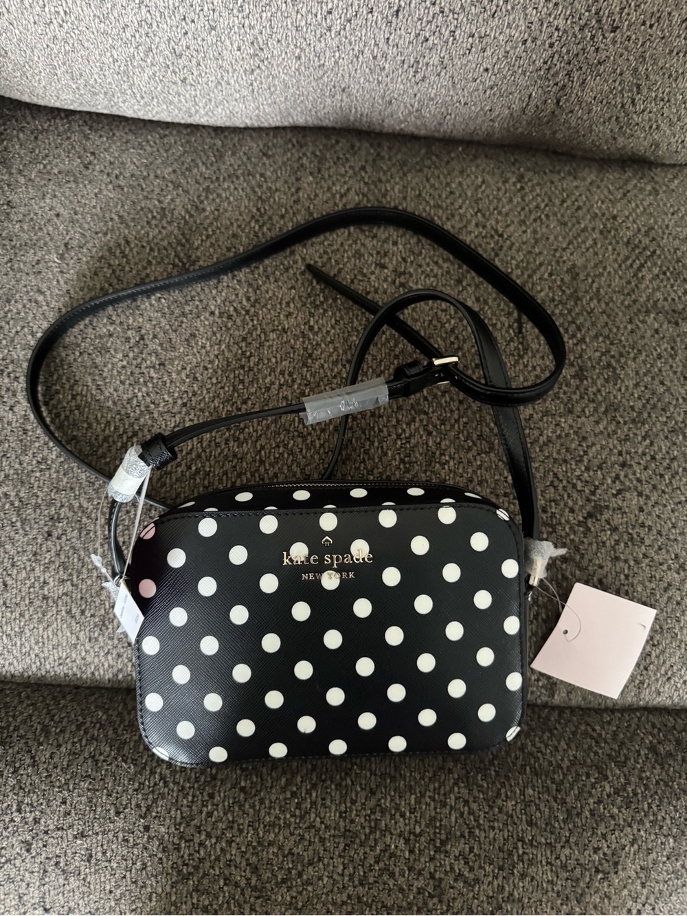 kate spade Black and White Polka Dot Crossbody Bag